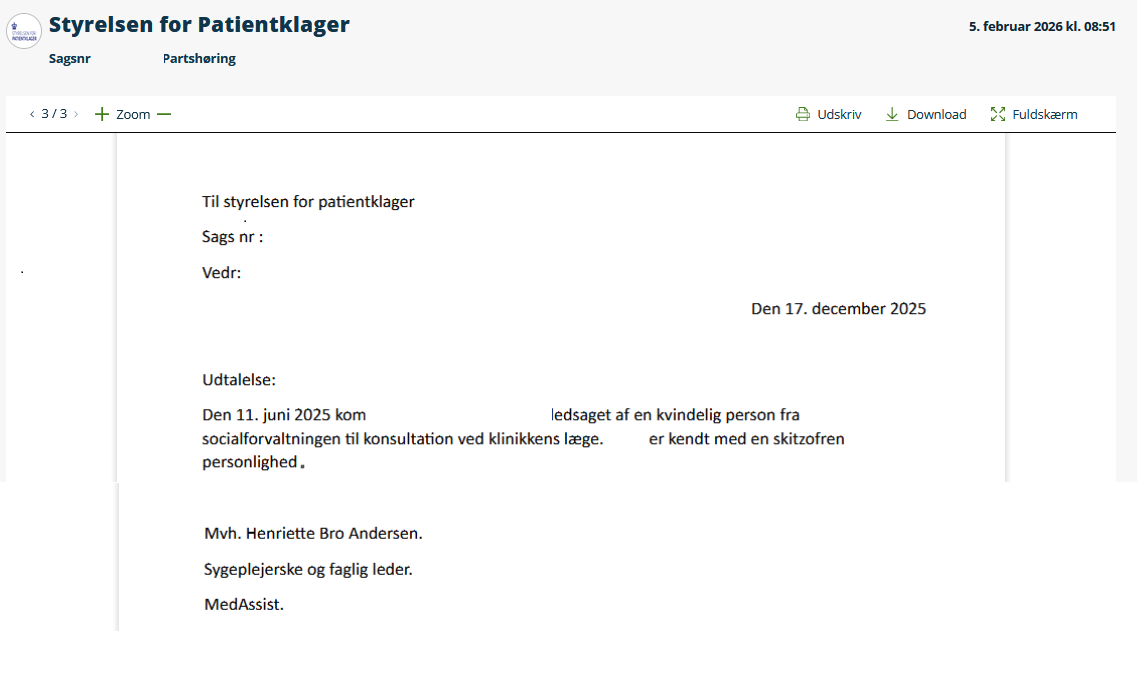 Officielt STPK dokument hvori Henriette Bro Andersen Sambleben anvender den fiktive ikke-eksisterende diagnose skizofren personlighed ICD-10 ICD-11